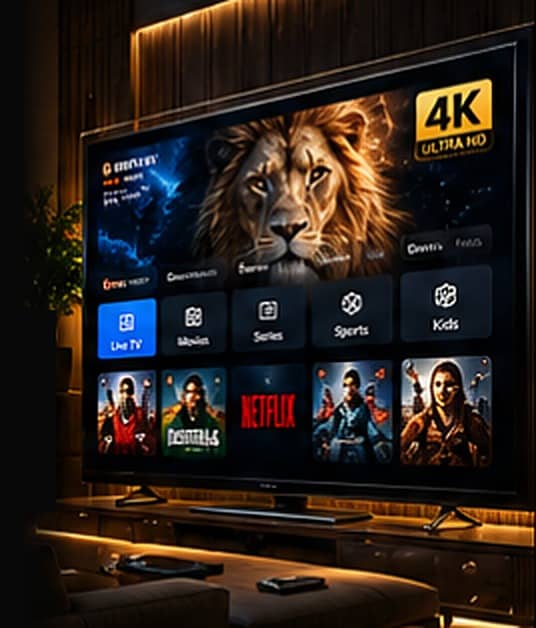 4K IPTV Provider Ultra HD Smart TV Living Room Showcase